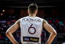 Латвия с Кристапс Порзингис на европейското