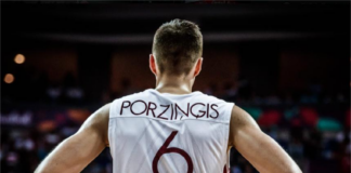 Латвия с Кристапс Порзингис на европейското