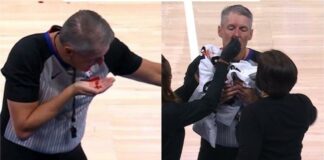 Разбиха носа на съдия от НБА (видео)