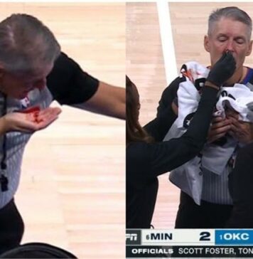 Разбиха носа на съдия от НБА (видео)